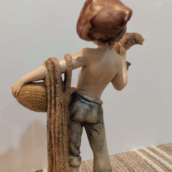 VTG Fontanini Italian Simonelli Depose Carrara Marble Fish Basket Crab Figurine - Picture 8 of 13